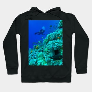 Coral reef and scuba diver Hoodie